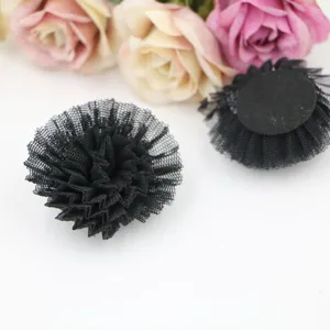 Schwarze Mesh Blume DIY handgemachte Zubehoer fuer Schuhe Haarklammern Basteln Dekoration