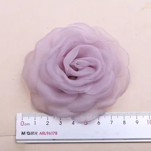 Handmade burned edge gauze flower DIY hair accessory wedding dress floral material 5.5cm