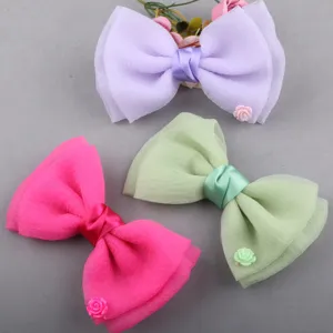 Handgefertigt Netzgewebe Chiffon Schleife Blume DIY Zubehör Für Mädchen Haarspangen Schuhe Taschen Süße Blumendekoration Ornamente