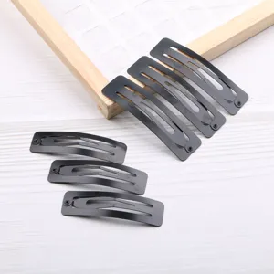 Black metal snap hair clips set, basic BB hairpins for styling and DIY hair accessories.