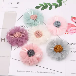 DIY Netz Blumen Zubehör handgefertigte Blumen Applikationen für Haarbänder und Kleidung