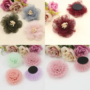 Handgefertigte Netzgewebe Kamelienblume DIY Zubehör Für Haarklammern Schuhe Taschen Kleidung Dekor Stoffblumen Schmuckzubehör Für Hochzeitsfeier Bastelbedarf