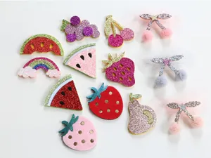 Kinder Glitzer Frucht Haarklammern Set, süße Erdbeere Wassermelone Schleife Haarnadeln.