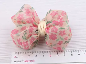 Pince à cheveux nœud floral pour enfants rose chiffon accessoire cheveux fille été.