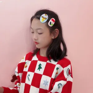 Süße Winter Haarspangen für Kinder, handgefertigte Filz Eis und Kirsche Mädchen Haaraccessoires.