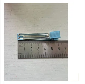 Lichtblauwe grosgrain lint gewikkelde dubbele eendebek haarklem DIY haaraccessoire