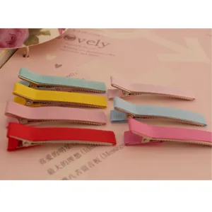 Metalen Krokodillenklemmen Met Grosgrain Lint Omwikkelde Basis Dubbele Prong Haarspelden Voor DIY Kinderen Haarstrikken Maken Ambachtelijke Materiaal