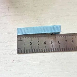 Lichtblauwe grosgrain lint omwikkelde dubbele tand Krokodil haarspeld haaraccessoire DIY.