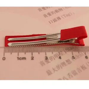 Rode 6cm grosgrain lint half omwikkelde dubbele krokodil haarspeld DIY haaraccessoires