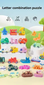 Kids wooden letter combination puzzle toys early education vehicle alphabet cognitive game