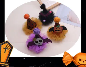 Halloween kids hair clips cute pumpkin bat skull mini witch hats hair accessories party decor