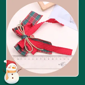 Christmas red green hair bow ribbon children hair clip cute holiday hair accessories kids