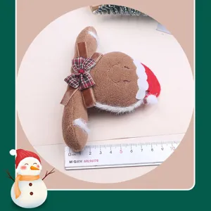 Christmas plush gingerbread man hair clip with santa hat and plaid bow for kids hair accessory