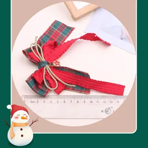 Christmas red green plaid bow ribbon hair clip DIY holiday hair accessories festive gift decor