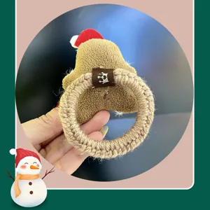 Christmas gingerbread man plush hair tie winter cute knitted hair rope for girls kids
