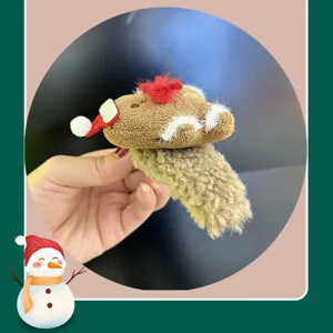 Christmas plush hair clip cute gingerbread man design winter hair accessories for girls