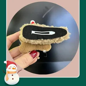 Christmas plush hair clip cute gingerbread design winter hair accessory for kids girls