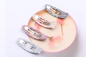 Süße stoffbezogene BB Haarklammern Set, karierte Haarschmuck für Kinder und Kleinkinder.