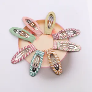 Koreanischer Stil Band Vollständig Umwickelt BB Haarspangen Für Kleinkinder Mädchen Prinzessin Kariert Gestreift Einfarbig Legierung Haarnadeln DIY Haarschmuck Komponenten Basis