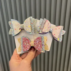 Koreanischer Stil Mehrfarbig Pailletten Schleife Haarschnitt Glitzer Prinzessin Haarschmuck Für Mädchen Kinder Party Kopfschmuck