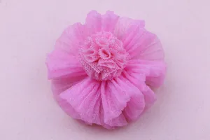 Handgemachte rosa Netzstoff Blume DIY Haarschmuck dekorativer Flicken Apparte Zubehör