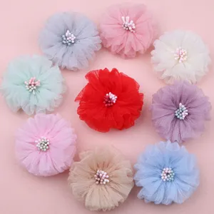 Bunte Netzstoff DIY Blumen für handgemachte Haarschmuck, Stirnbänder und Bekleidungsdeko.
