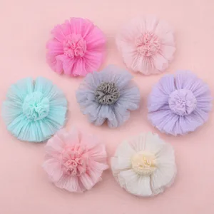Bunte Netz Tüll Stoff Blumen handgemachte DIY Zubehör für Haarklammern und Kleidung Schleifen.