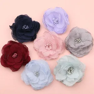 Verschiedene Stoff Chiffon Blumen für DIY Haarschmuck, Clips, Schuhe und Bastelprojekte.