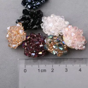 Bunte Kristall Perlen Blumen DIY handgemachte Accessoires fuer Kleidung Huete Deco