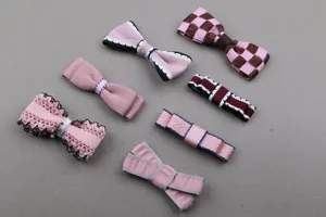 Süße rosa Schleife Haarklammern Set, schöne Stoff Haarspangen für Mädchen und DIY Zubehör.