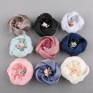 Handgefertigte Stoffblumen Aufnäher DIY Haarschmuck Accessoires Kleidung Deko