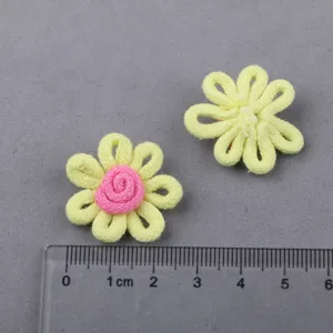 Handmade fabric rope flower DIY accessories for clothing hair clips and shoes decoration.