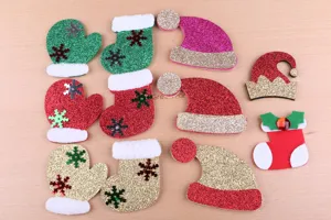 Weihnachten DIY Bastel-Patches Glitzer-Schaumstoff Weihnachtsmützen Strümpfe dekoriert