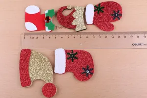 Weihnachten DIY Bastelzubehör Set, Glitzer Filz Mütze und Socken Flicken Dekor