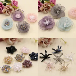 DIY Kristall Chiffon Blumen Haarschmuck handgemachte Bastelmaterialien für Kinder Schuhe Hüte