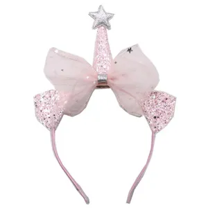 Süßer rosa Glitzer Stern Kronen Haarreif für kleine Mädchen Prinzessin Party Haarschmuck