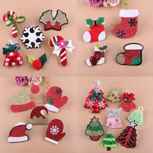 Handgefertigte Weihnachts DIY Stoff Filz Patches Für Kinder Haarschmuck Charms Weihnachtsbaum Hut Stiefel Muster Handyhülle Dekoration
