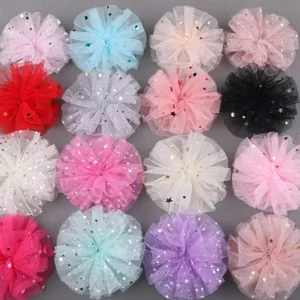 Parches de flores de tul de colores con lentejuelas de estrella materiales artesanales DIY