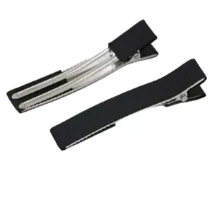 6cm zwarte ripsband dubbeltandse eendebek haarspelden voor DIY kinder haaraccessoires