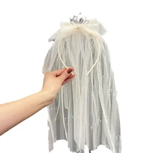 Princesse Voile Bandeau Enfants Blanc Couronne Accessoire Cheveux Anniversaire Fête Photo
