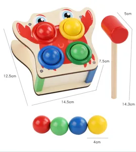 Wooden pounding bench toy for toddlers early education, color matching pounding game set.