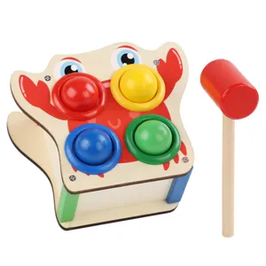 Wooden pounding bench toy for toddlers, early education color matching hammer game for kids.