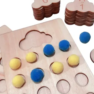 Wooden montessori math toys kids early education number counting board puzzle game set.