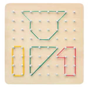 Wooden Geoboard Montessori Educational Toy Creative Graphic Math Manipulatives Pegboard