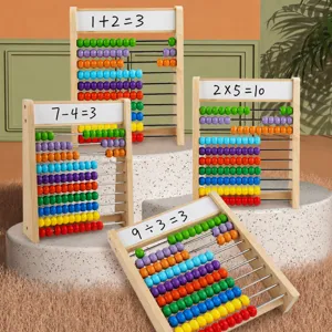 Wooden kids math abacus counting frame educational toy for early learning addition and subtraction.