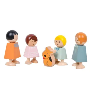 Wooden family peg dolls set early education cognitive toy for kids safe smooth and fun interactive play