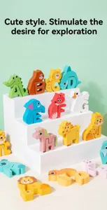 Wooden alphabet animal building blocks set early education cognitive toys for children