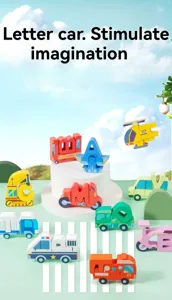 Wooden alphabet letter car toys for early childhood education and cognitive learning.