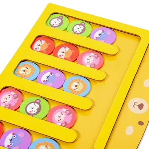 Wooden sliding puzzle game for kids, educational sorting toy, logical thinking board toy.