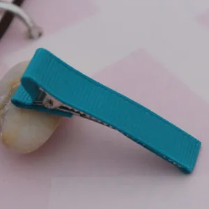 5cm Stoff umwickelter Haarklammer DIY Haarschmuck Doppelzinke Krokodilklemme Zubehoer